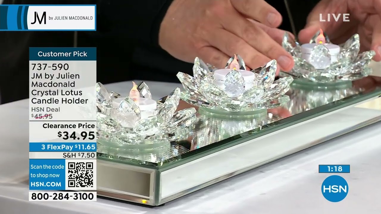 JM by Julien Macdonald Crystal Lotus Mirrored Candle Hol...