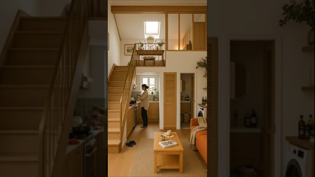 Cozy Micro Loft Living | Scandinavian Tiny Home Interior Design with Mezzanine Bedroom