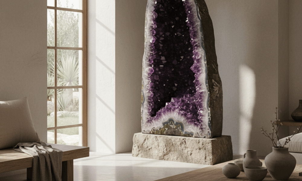 découvrez comment choisir une géode d'améthyste pour sublimer votre décoration intérieure avec élégance et harmonie, apportant à la fois beauté naturelle et énergie apaisante à votre espace.