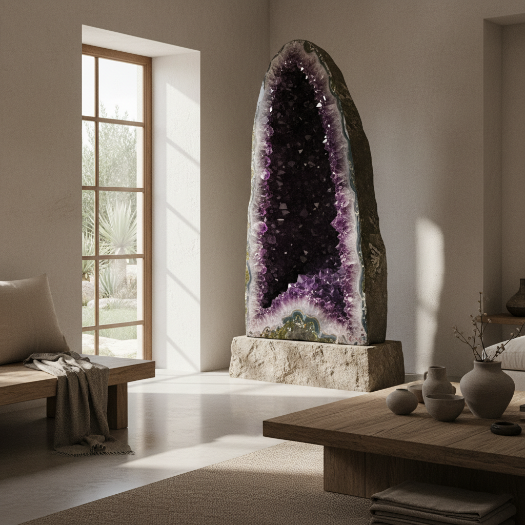 découvrez comment choisir une géode d'améthyste pour sublimer votre décoration intérieure avec élégance et harmonie, apportant à la fois beauté naturelle et énergie apaisante à votre espace.