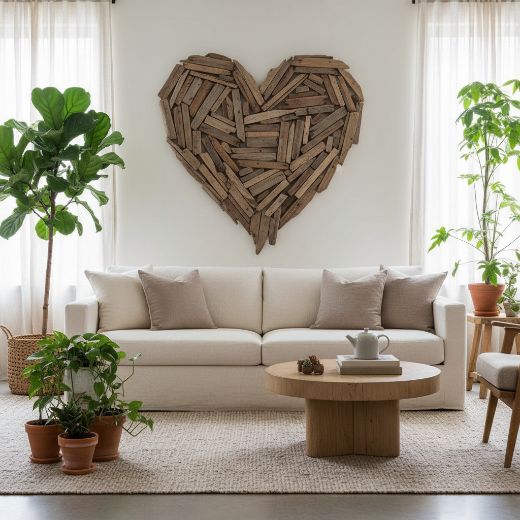 découvrez comment choisir des objets déco naturels et symboliques pour sublimer votre intérieur avec un cœur géant, alliant élégance et signification profonde.