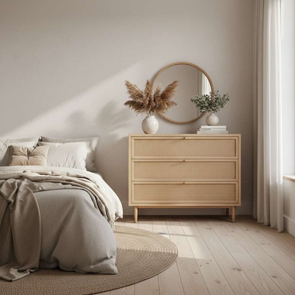 découvrez la commode en rotin, un meuble tendance qui apporte une touche naturelle et élégante à votre intérieur. parfait pour un décor chaleureux et authentique.