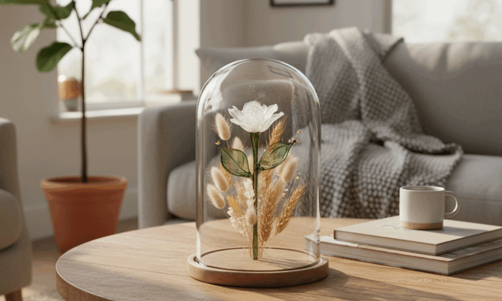 découvrez la fleur sous verre, un objet déco unique qui allie la beauté naturelle des fleurs à une élégance intemporelle, parfait pour sublimer votre intérieur avec style.