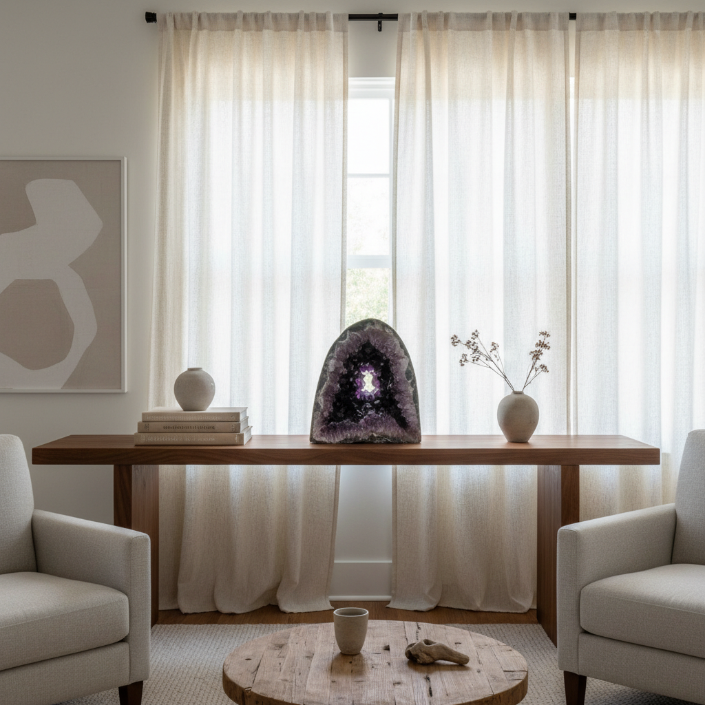 découvrez notre guide complet sur la géode d'améthyste géante et explorez des idées déco naturelles pour sublimer votre intérieur avec élégance et énergie positive.