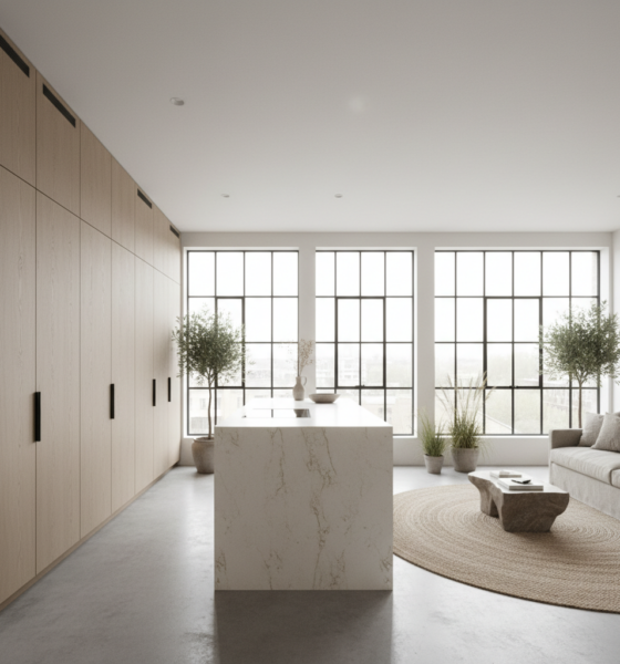 découvrez ce loft de 132 m² alliant design minimaliste, lumière naturelle abondante et espaces intégrés pour un intérieur moderne et harmonieux.